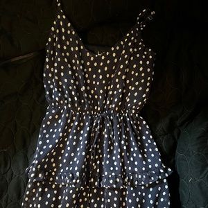 Juniors xs navy blue and white polkadot dress